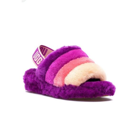 UGG YEAH BERRYLICIOUS MULTI SLIDE FUR SLINGBACK SHOES SLIPPERS SIZE 8 Purple Pin - Picture 1 of 7